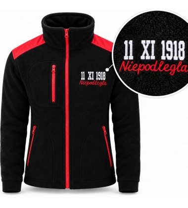 Polar Patriotyczny z Haftem Niepodległa, Czarny - czerwony